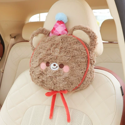 Headrest Seat Pillow Neck Pillow Cute - brown-bear-headrest