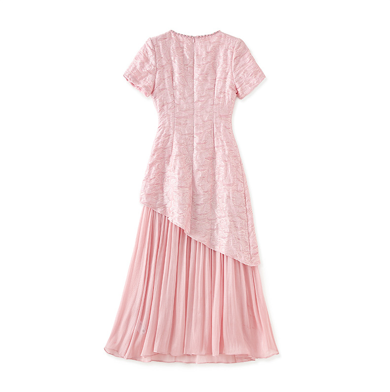 Váy maxi nữ cổ tròn đính cườm họa tiết bướm jacquard phong cách Trung Quốc — Màu đen chi tiết 21