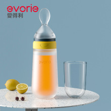 爱得利婴儿辅食勺子米糊软勺奶瓶宝宝硅胶挤压式米粉喂养勺喂食器