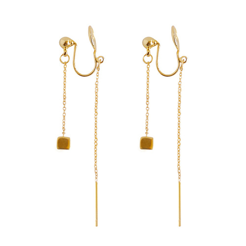Designed long double-ear line mosquito coil disc ear clip for women without pierced ears, simple tassels, high-end trendy earrings and earrings to look slim