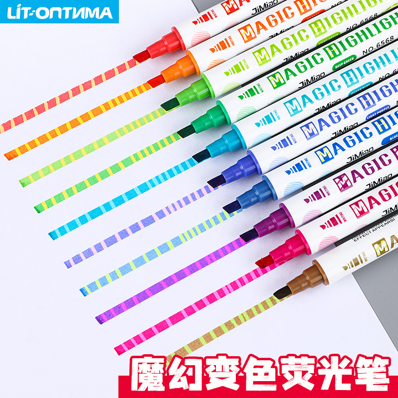 Resalte la pluma 10 colores traje de doble cabeza cambio de color estudiante marcado pluma productos genuinos magia cambio de color pluma mano cuenta graffiti pluma