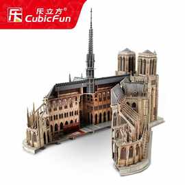 乐立方3D立体筑模型豪华大教型堂巴黎拼圣建母院MC260建筑模手工