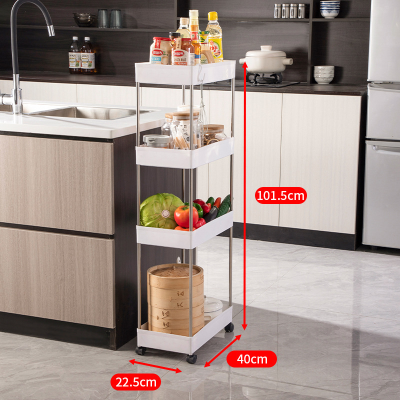 Estante de almacenamiento de cocina Armario de almacenamiento de cajones de múltiples capas tipo piso Estante de almacenamiento de espacio estrecho Estante de almacenamiento de espacio