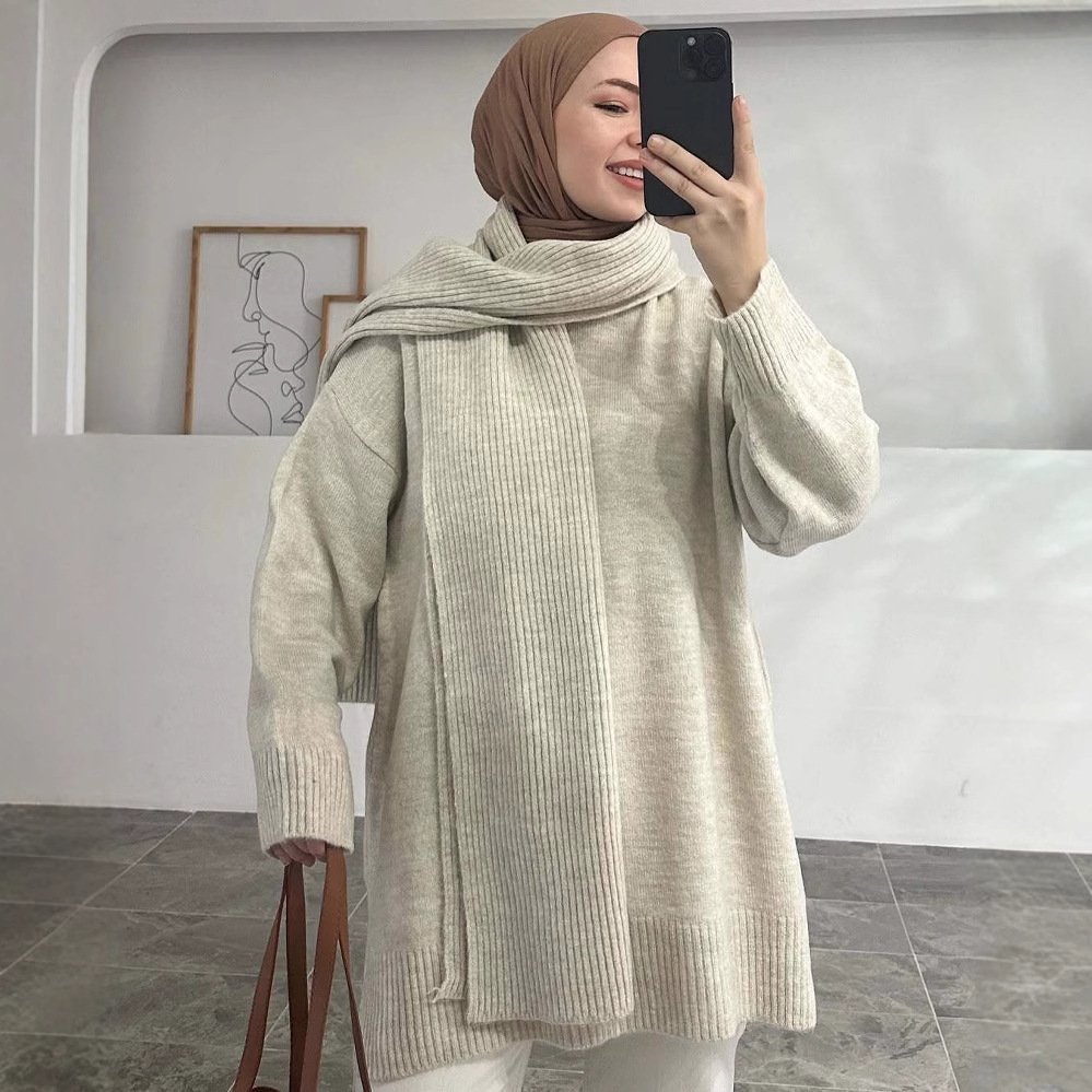 2024 otoño nuevo estilo europeo y americano Amazon transfronterizo ropa de mujer de color sólido estilo casual plácido universal suéter de punto suelto image 9