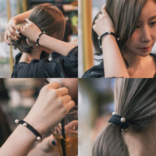 新款头饰简约扎头发皮筋弹力发绳小清新个性饰品成人珍珠发圈