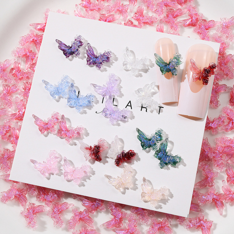 Internet Red Flower Butterfly Nail Art Jewelry Three-dimensional Fairy Style Butterfly Love Flower Fresh Wind Resin Nail Accessories Color Mixing Internet Red Flower Butterfly Nail Art Jewelry Three-dimensional Fairy Style Butterfly Love Flower Fresh Wind Resin Nail Accessories Color Mixing