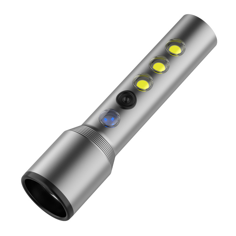 Fabricante al por mayor led linterna de luz alta carga de aleación de aluminio con luz lateral brillante linterna de camping