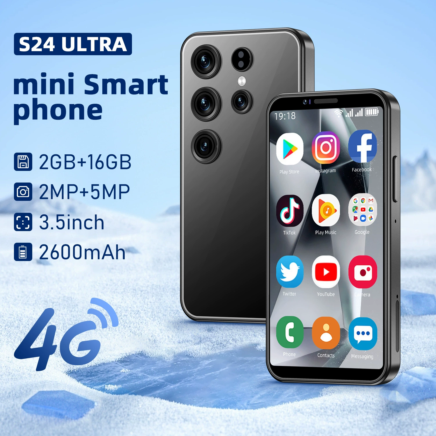Маленькие умные часы с функцией телефона, Android, 3.5", 16 ГБ