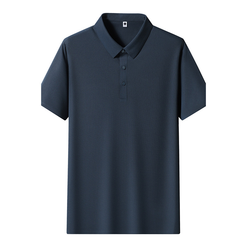 夏のメンズラペルTシャツ通気性ビジネスアイスシルクシームレスメンズポロシャツ速乾性日焼け止め半袖カジュアルストレッチ|undefined