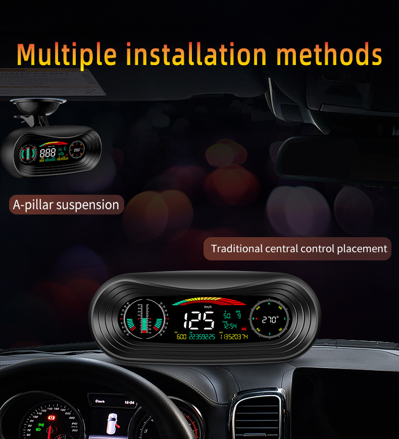 Car Portable Instrument Hud Head-Up Display Color Screen Car-Mounted Hud Portable High-Definition Off-Road Level and Slope Meter