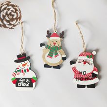 跨境圣诞节木质工艺品家居装饰摆件圣诞老人 儿童卡通挂饰装饰品