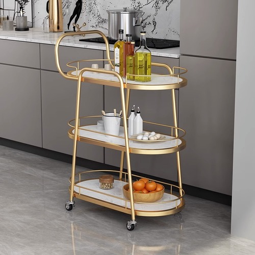 Scandinavian Commercial and Home Restaurant Mobile Cart, High-End Bar Cart for Hotels and Clubs, Three-Layer Food Delivery Cart