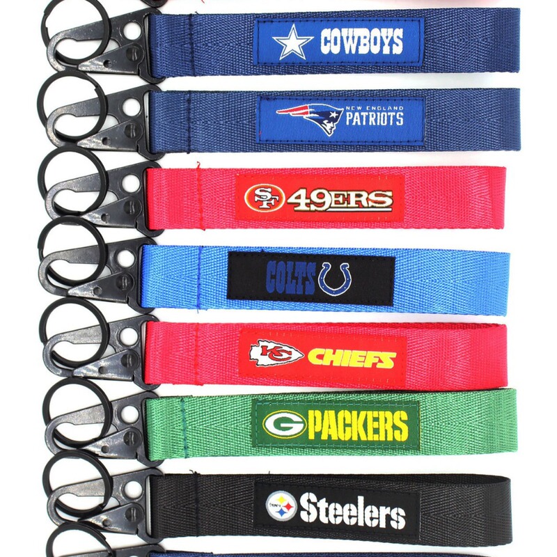 Cross-border Amazon team men's car logo metal ribbon wrist strap key chain universal key chain