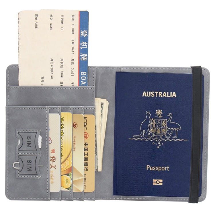 Titular del pasaporte australiano anti-magnético anti-robo cepillo máquina titular de la bolsa de almacenamiento de cuero cubierta puede contener tarjeta bancaria multi-bolsillo