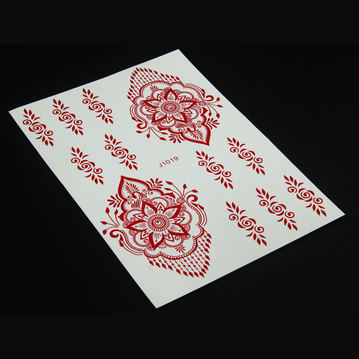 Parte posterior de la mano India Hina tatuaje etiqueta engomada Vermilion Hannah encaje tatuaje etiqueta engomada de transferencia de agua