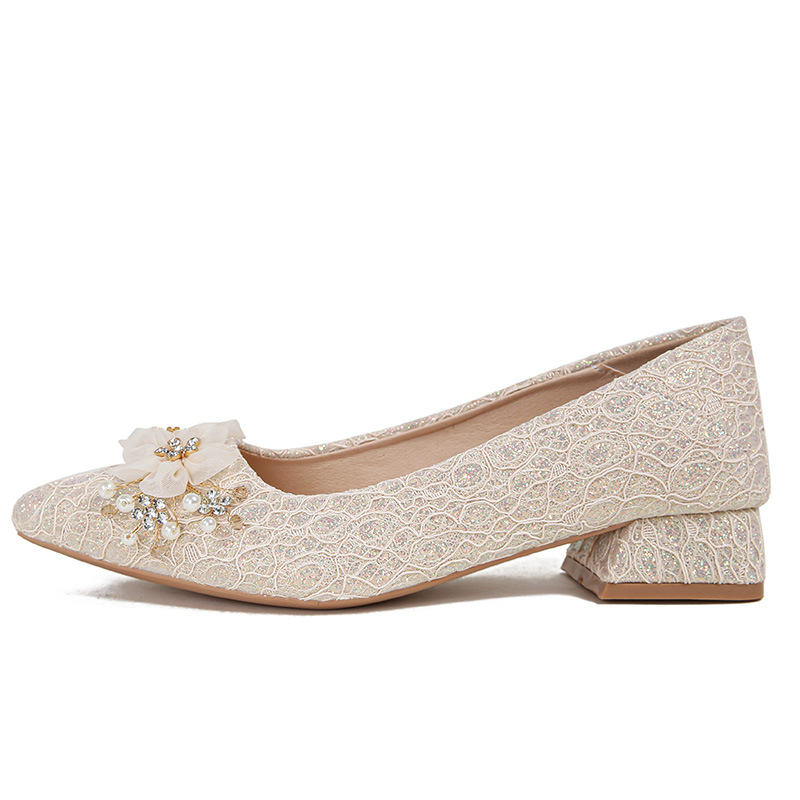 Pointed Single Shoes for Women 2024 Summer New Evening Wind Gentle Wedding Shoes Bridal Shoes