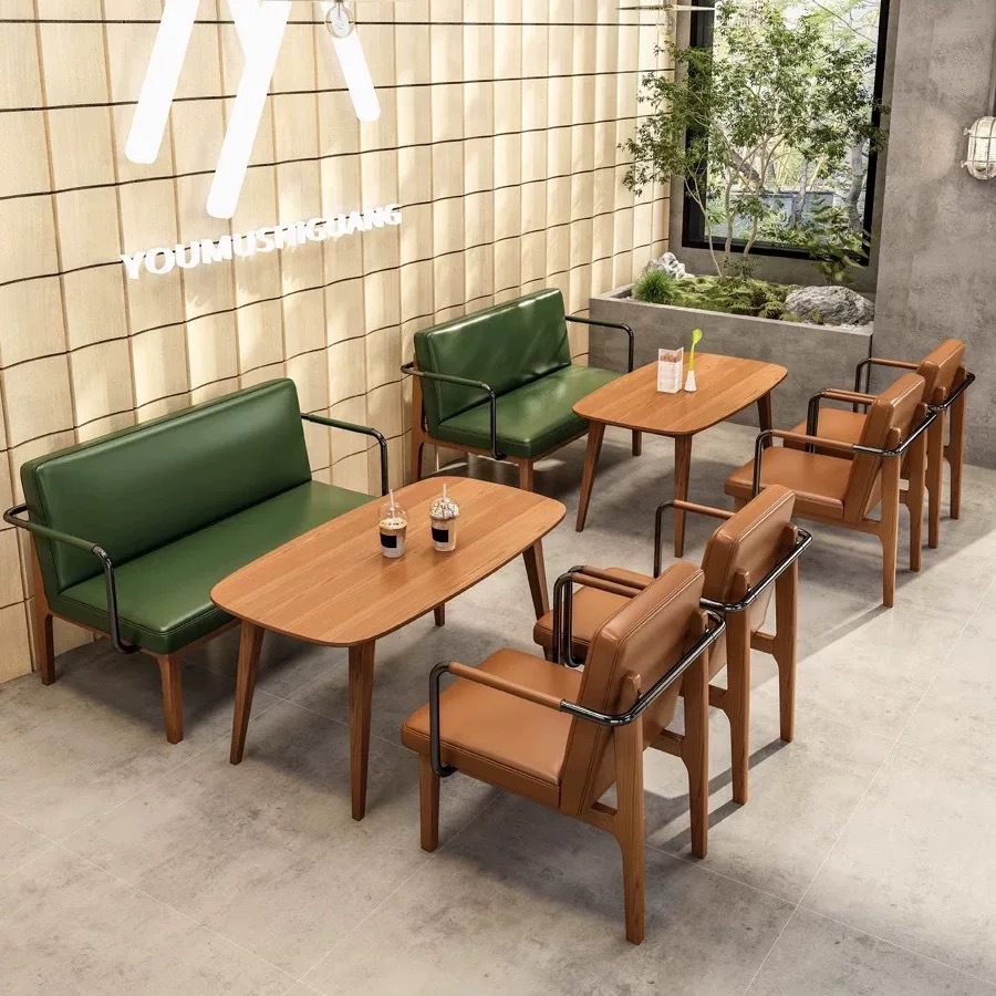 Trendy Café Leisure Sofa Chairs Milk Tea Shop Dessert Shop Bakery Commercial Meeting Area Leisure Area Table and Chair Set