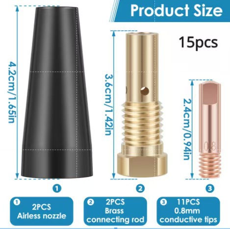 跨境套装14AK焊枪MIG配件FC90保护咀K3493-1连接杆导电嘴15件套