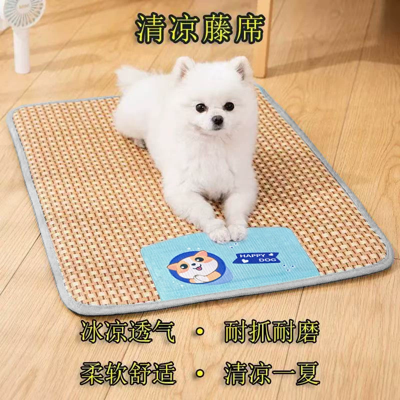 Собачья будка, летнее прохладное гнездо, охлаждающий коврик для щенков из ротанга, кошачья будка, утолщенный губчатый коврик для домашних животных, съемный и моющийся кросс-бордер