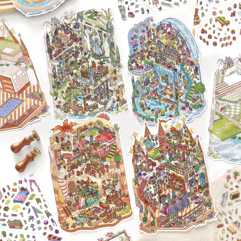 Infeel.Me High-Difficulty Scenery Stickers Large Edition My Little House Volume 30 Miniature Scene Stress Relief Quiet Book Infeel.Me High-Difficulty Scenery Stickers Large Edition My Little House Volume 30 Miniature Scene Stress Relief Quiet Book