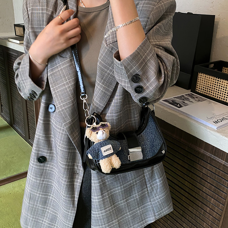 Cross-border 2025 otoño y invierno nueva moda denim bolsos debajo de la braza de la mujer texturas coreanas bolsos de hombro de viaje mochila