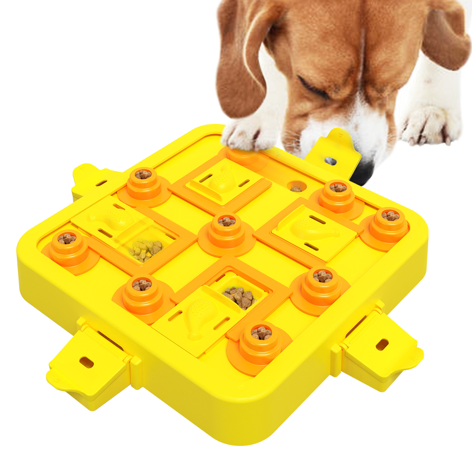 Patent-Designed Chessboard IQ Dog Puzzle Toy - Adjustable Level 1-4 Challenge