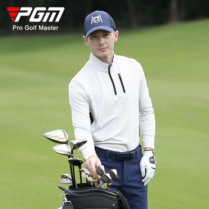 Áo thun golf nam dài tay cổ đứng PGM thiết kế thể thao — YF522-Màu xanh nhạt, YF522-màu xanh nước biển, YF522-màu trắng