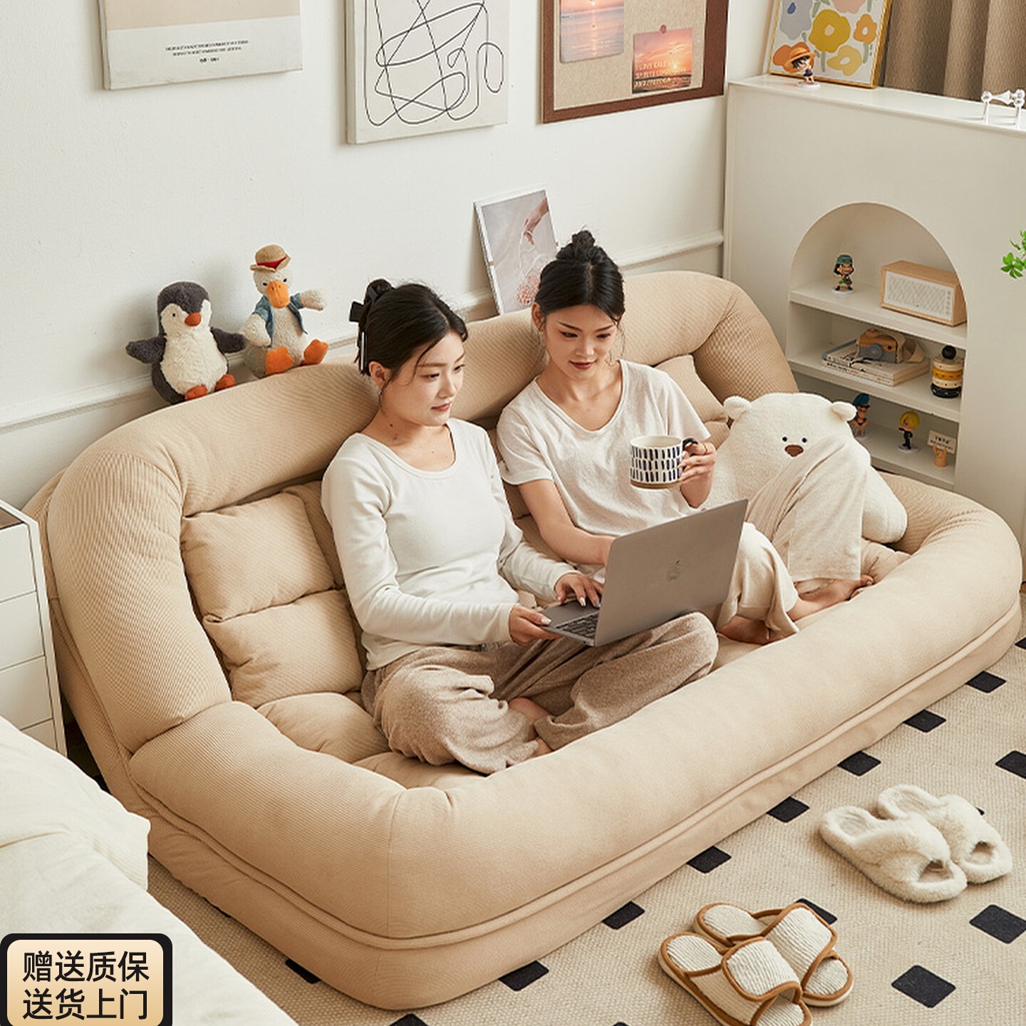 Lazy Sofa Single Recliner Sleepable Bedroom Small Sofa Bed Side Tatami Human Dog Bed Double Backrest Integrated