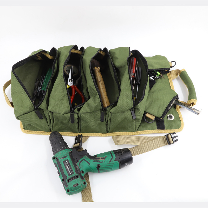 Roll-Up Electrician Tool Bag - Army Green