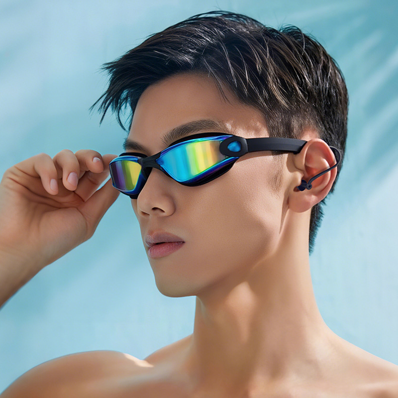 High-Definition Anti-Fog Swimming Goggles Waterproof One-Piece Earplugs for Men and Women Electroplated Colorful Adult Universal Eye Protection Swimming Goggles High-Definition Anti-Fog Swimming Goggles Waterproof One-Piece Earplugs for Men and Women Electroplated Colorful Adult Universal Eye Protection Swimming Goggles