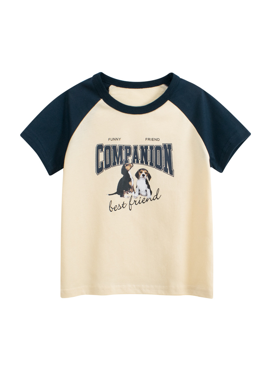 27kids ropa para niños coreanos verano nuevo estilo para niños camiseta de manga corta para niños camisa de fondo ropa de bebé raglán de dibujos animados