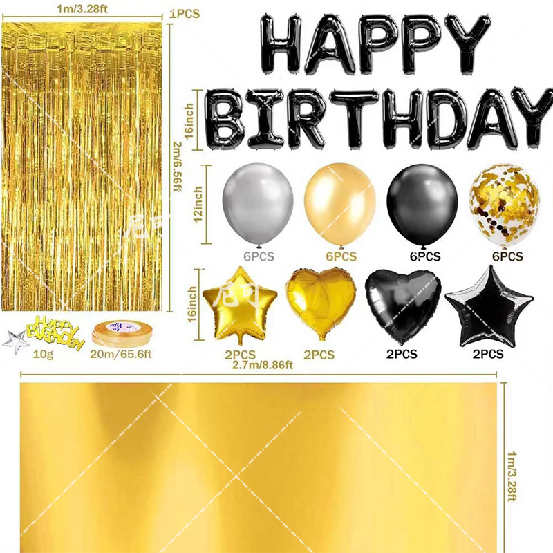 Kit decoración globos látex rosa dorado cumpleaños borlas mantel​