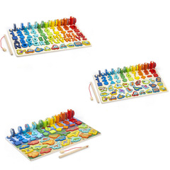 Digital Shape Dinosaur Traffic Fishing Logarithmic Board Children Letter Matching Board Early Education Puzzle Wooden Toy