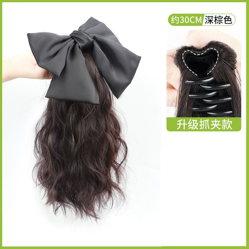 Nuevas mujeres elegantes Pelo Largo simulación pelo neto rojo clip cascada Pelo Rizado alta Cola de Caballo corto rizado nube perm trenza