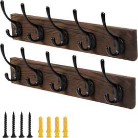 实木壁挂衣钩墙壁免打孔衣架挂钩门后卧室玄关墙上衣服排钩衣帽钩