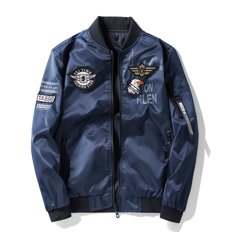 Chaqueta transfronteriza de piloto de estilo americano masculino chaqueta de marca de moda de primavera y otoño masculina doble cara vestir ropa de béisbol para aumentar el peso de la ropa masculina
