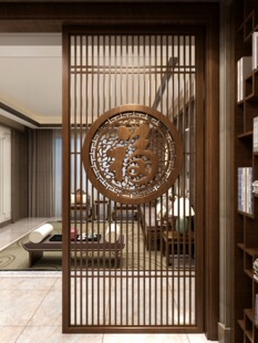Entrance Living Room Grille Decoration Solid Wood Entrance New Chinoiserie Screen Partition Blessing Word Cut Out Carving Blocking