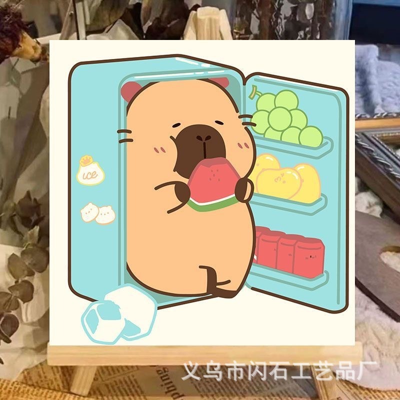 卡皮巴拉数字油画diy卡通可爱呆萌手工绘涂填充色丙烯装饰油彩画|undefined