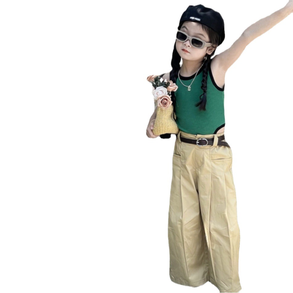 Verano niñas chaleco camisola bebé estilo occidental personalidad de los niños de moda estilo de Hong Kong estilo coreano de moda irregular prendas de vestir exteriores superior