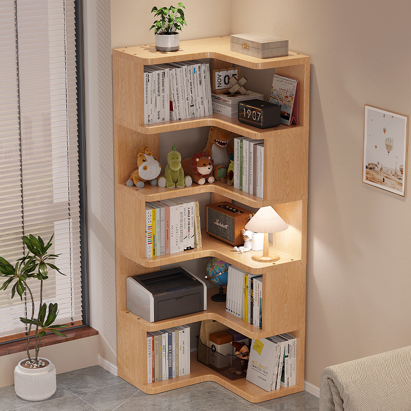 Corner Floor Bookshelf Storage Rack Picture Book Rack Book Storage Rack Multi-Layer Simple Bookcase Living Room Display Storage Cabinet