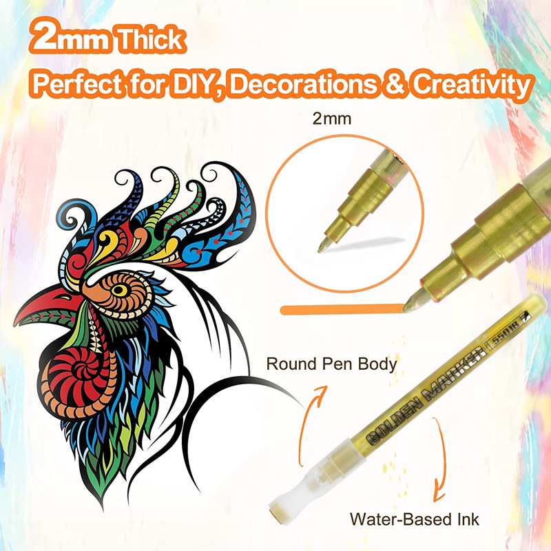 Pluma de alta luz de acrílico pluma de firma dorada pintada a mano highlight art Gancho pluma marca pluma opaca dibujos animados diy