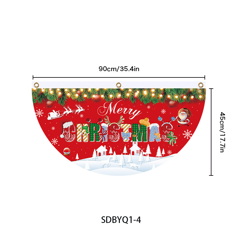 国境を越えた新しいクリスマス扇形旗欧米クリスマスパーティーに旗を掲げたガードレールが半円旗扇形旗を飾っている|undefined