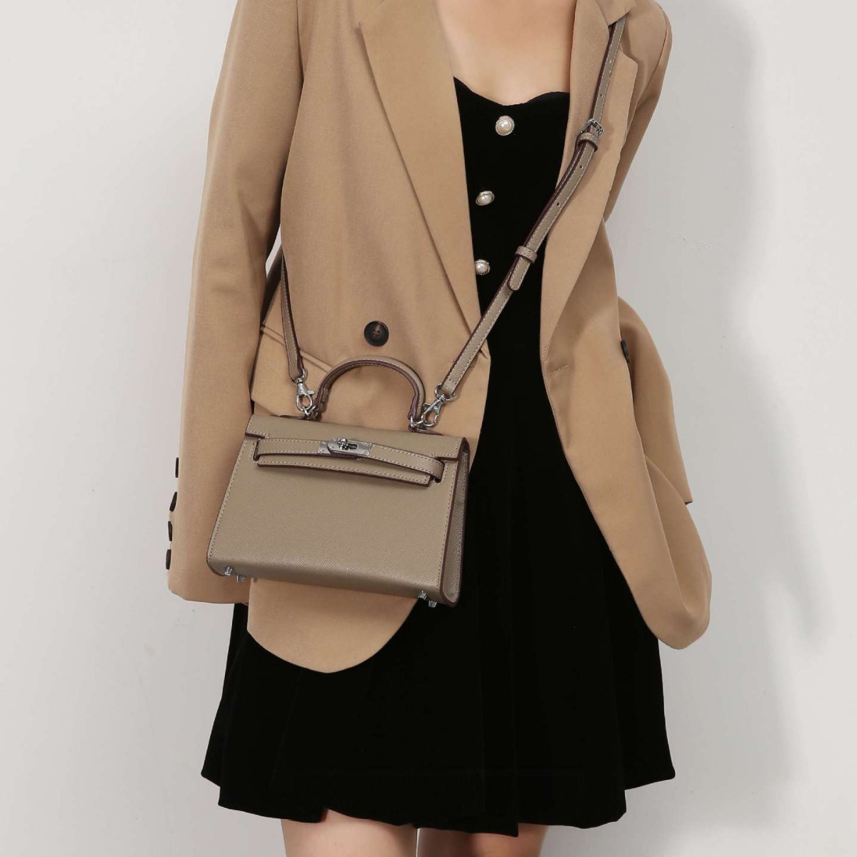 Bolso Kelly de cocodrilo a la moda, mini bolso Kelly de segunda generación con un hombro cruzado para mujer, bolso de mano para mujer de primavera y verano, mini