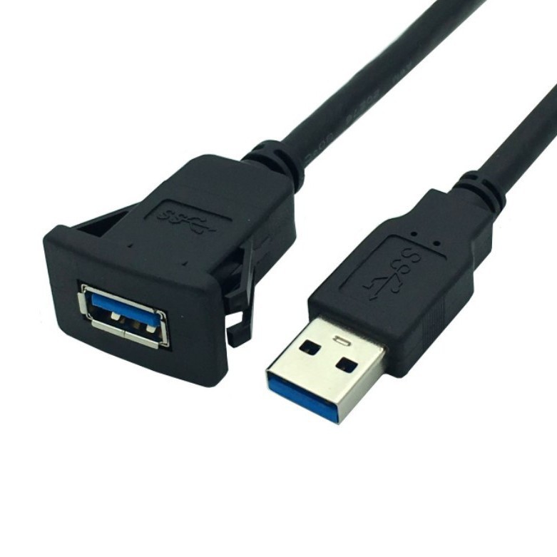 1米方型单口USB3.0防水线 卡口线 汽车轮船摩托车仪表盘USB面板线