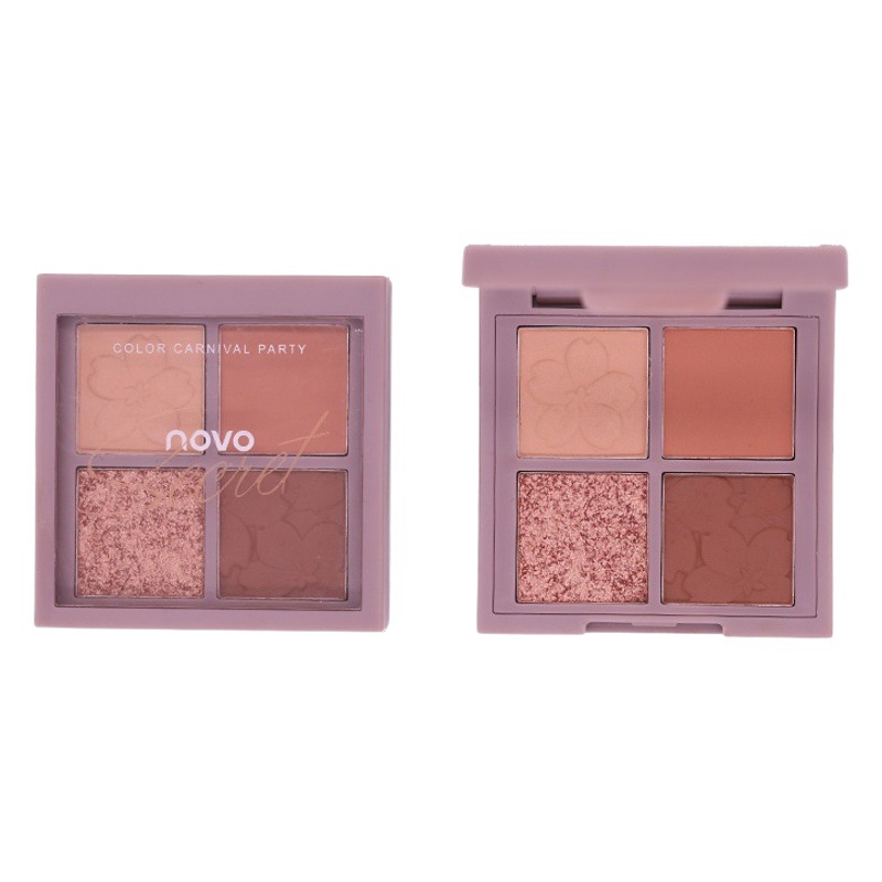 Chinese NOVO factory direct four-color eye shadow ins super hot Net red with multi-color Pearl matte wholesale eye shadow