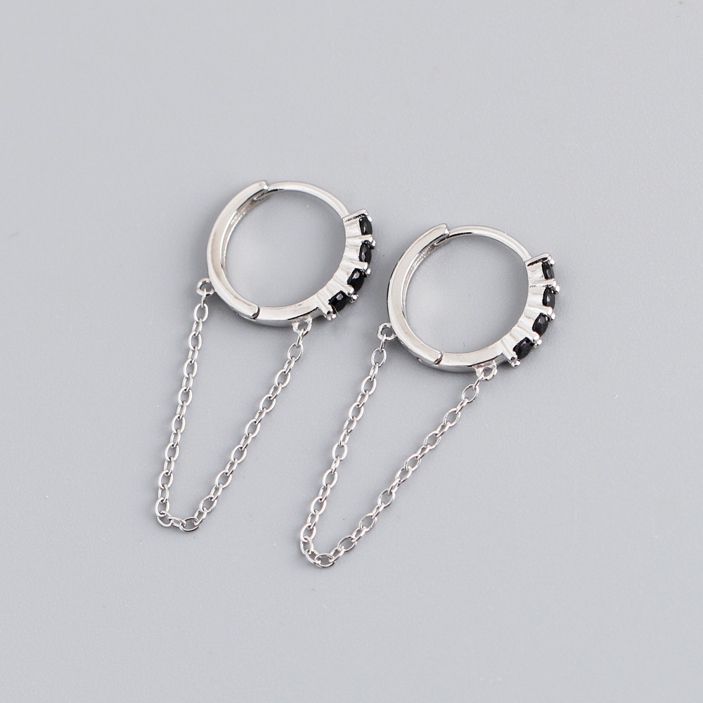 Mode Rond Argent Sterling Incruster Zircon Boucles D'oreilles 1 Paire display picture 2