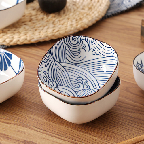 Cross-border Japanese-style ceramic small plates soy sauce plate snack plate 9-grid household sushi seasoning plate snack plate tableware