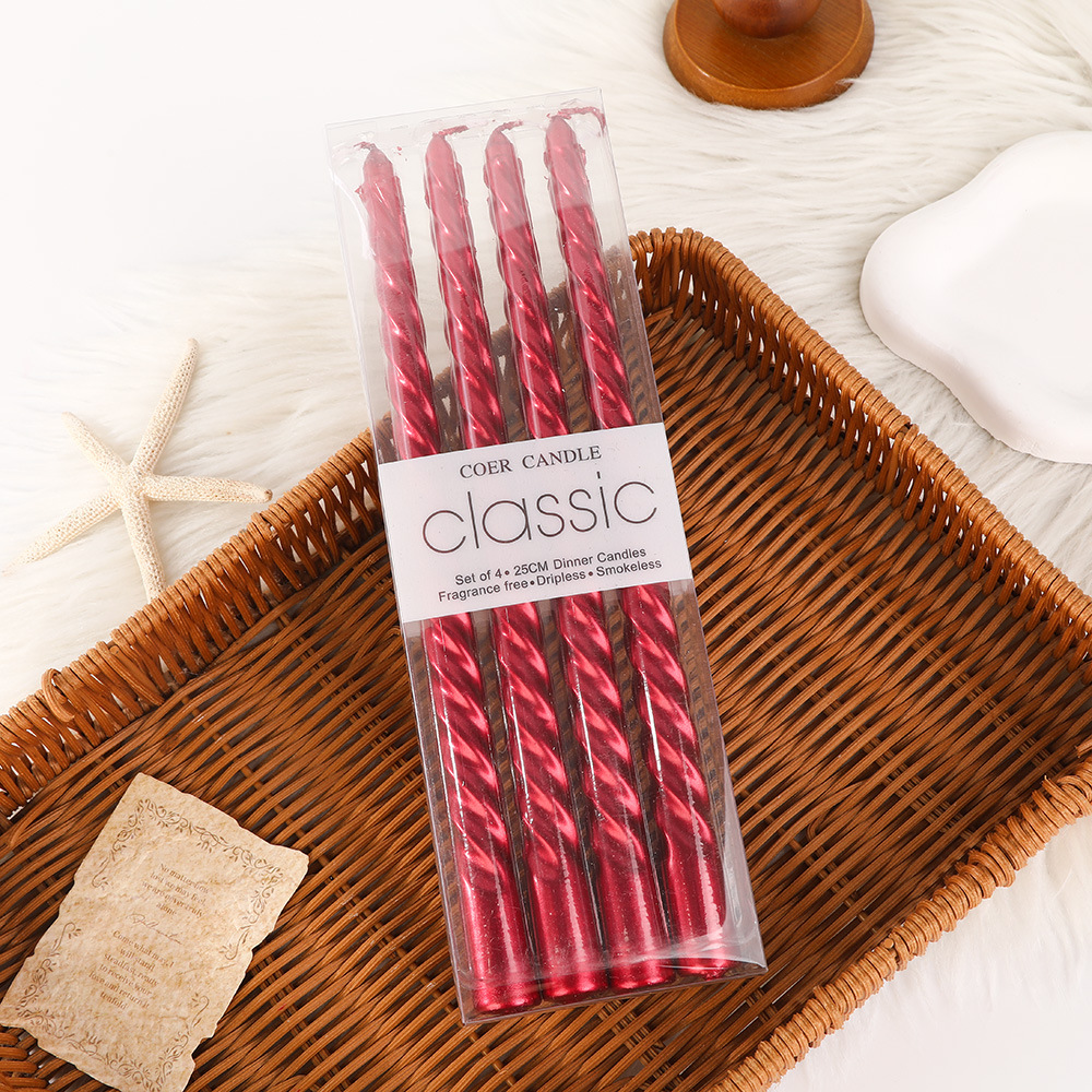 10 pulgadas europeas varillas largas roscadas de color candelabro vela al por mayor casera romántica decoración de cena vela de boda