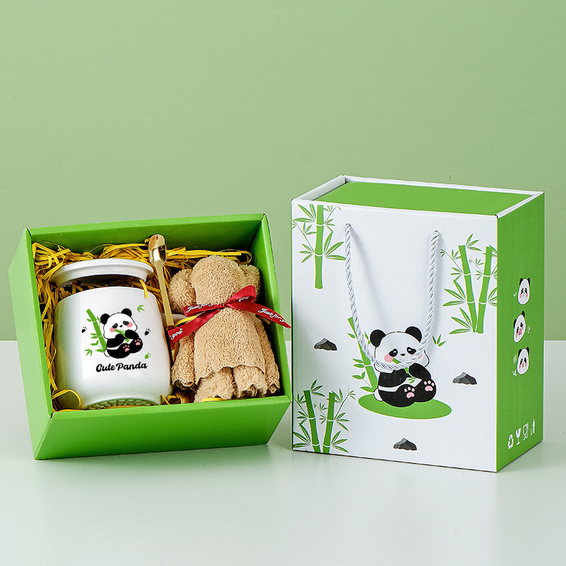 Ceramic Cup 55 Degree Thermostatic Cup Set Heated and Insulated Mug Cartoon Panda Souvenir Small Gift Tableware Cup