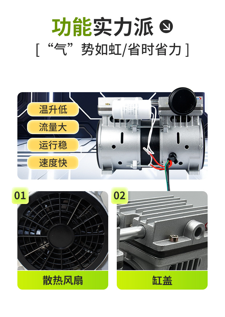 Lihao Electromechanical Ol400 Oil-Free Air Compressor Piston Type High-Power Booster Inflator Large Flow Silent Portable